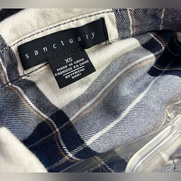 Sanctuary Navy Blue Flannel Long Sleeve Shirt Size X-Small EPC - Picture 3 of 3